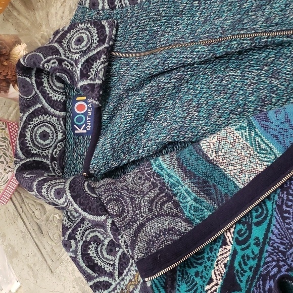 Kooi LAMBSWOOL CHUNKY ZIP UP MULTICOLOR SWEATER JACKET - Picture 6 of 15